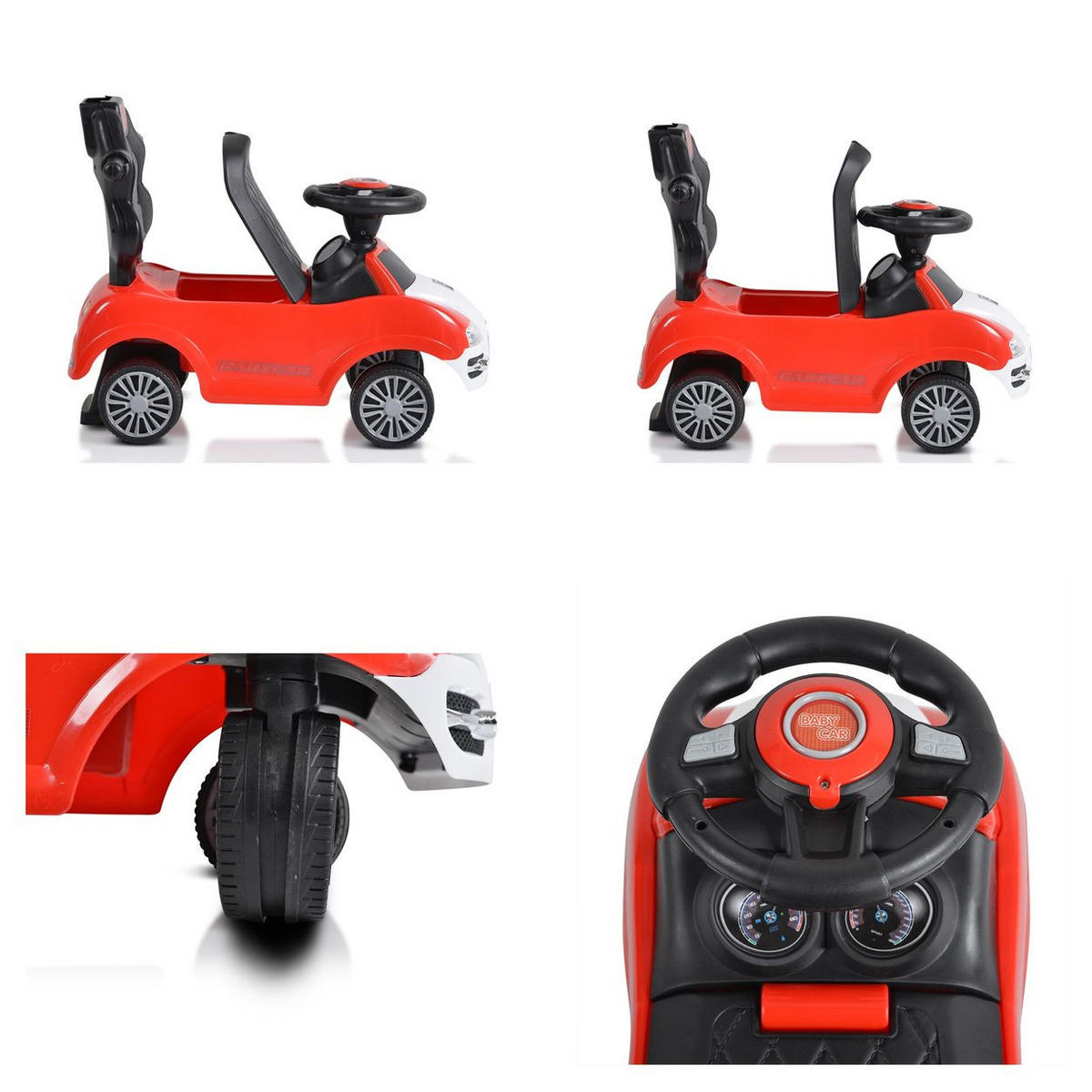 RUTSCHER 2 in 1 Rider 208 rot Rutscher mit Griff, Lehne, Bügel, Fußstütze - Rot, Kunststoff (79/43/90cm) - Moni