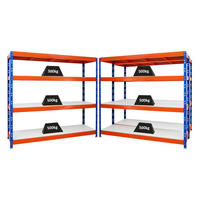 SCHWERLASTREGAL Rhino 3er-Set mit 3x 180x200x60 cm 4 Melamin-Ebenen 16mm Fachlast 500 kg Blau-Orange - Orange, Metall (600/180/60cm) - PROREGAL