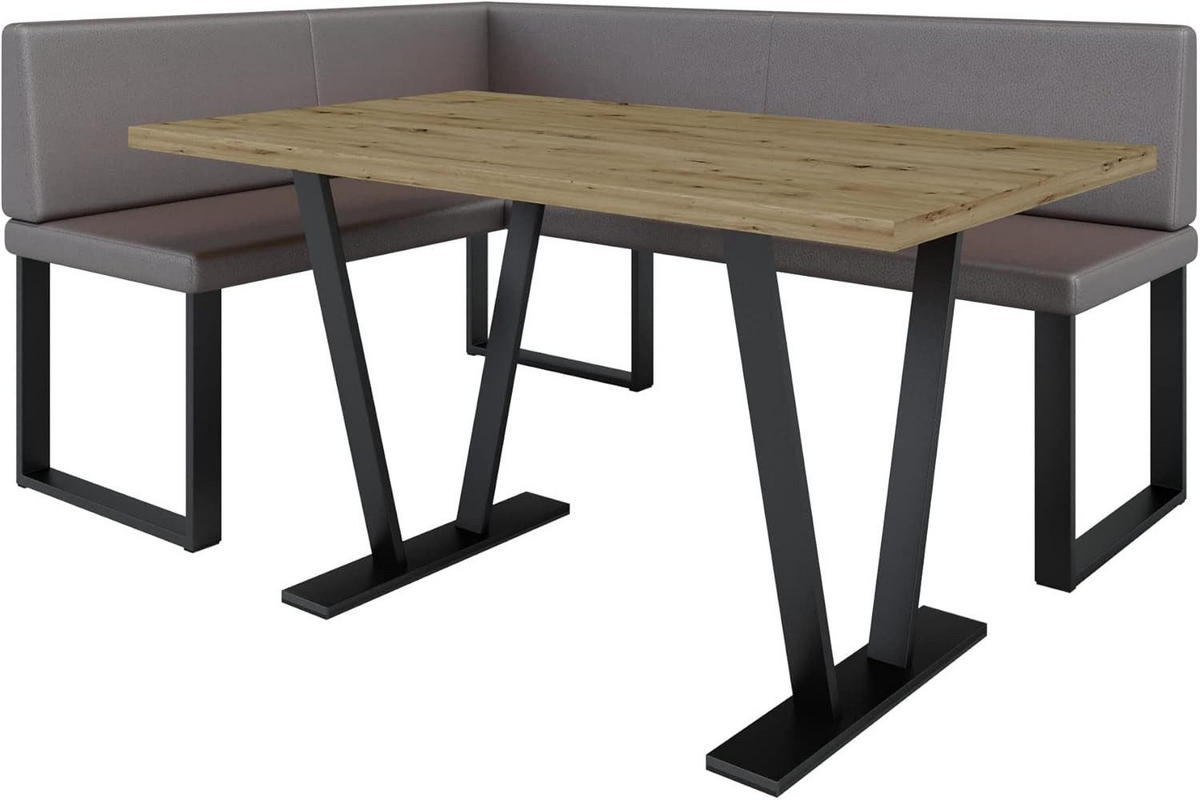 ECKBANKGRUPPE Alina - Kunstleder - 128 x 168 cm - Links - Braun - Braun, Leder/Metall (168/87/128cm) - AN-Moebel 4u