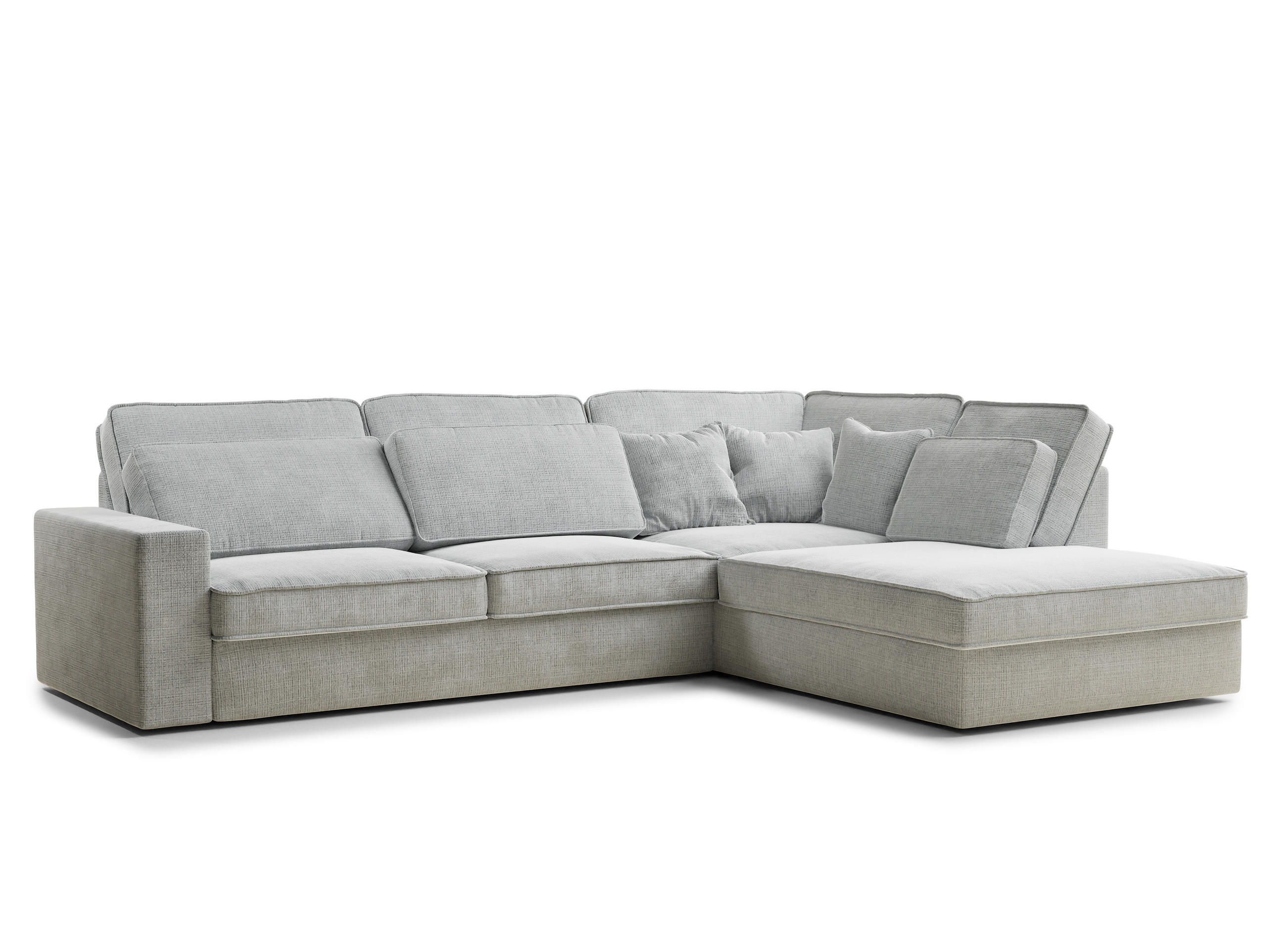 ECKSOFA Kirou Grau Chenille-Stoff - Rechts Seite - Schwarz/Grau, Holz/Holzwerkstoff (311/225cm) - Maison de Reve