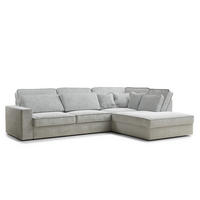 ECKSOFA Kirou Grau Chenille-Stoff - Rechts Seite - Schwarz/Grau, Holz/Holzwerkstoff (311/225cm) - Maison de Reve