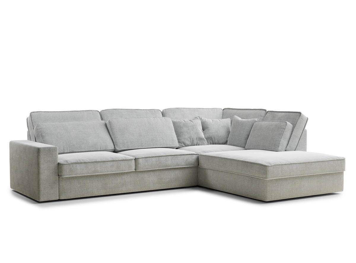 ECKSOFA Kirou Grau Chenille-Stoff - Rechts Seite - Schwarz/Grau, Holz/Holzwerkstoff (311/225cm) - Maison de Reve