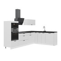 KUHINJA V OBLIKI ČRKE L Fame-Line, Bela podeželska hiša/Bela, 287 x 207 cm, DP Antracit - bela, leseni material (287/153.6/60cm) - Vicco