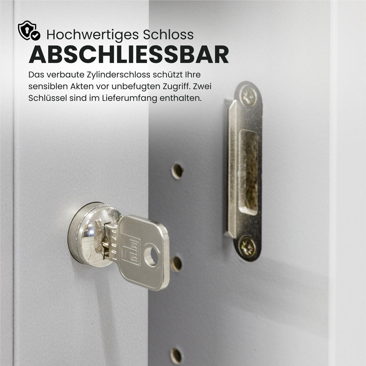 ROLLLADENSCHRANK - 2 Ordnerhöhen 40/120/74,8 cm in Ahornfarben/Silberfarben Streifengriff (Kunststoff) - Silberfarben/Ahornfarben, Holzwerkstoff (120/74.8/40cm) - bümö