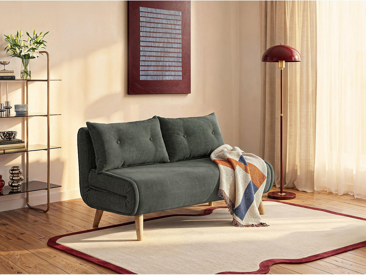 SCHLAFSOFA - 2 Personen - stoff - grün Valerio - Grün, Holz/Textil (120/74/74cm) - Vente-Unique