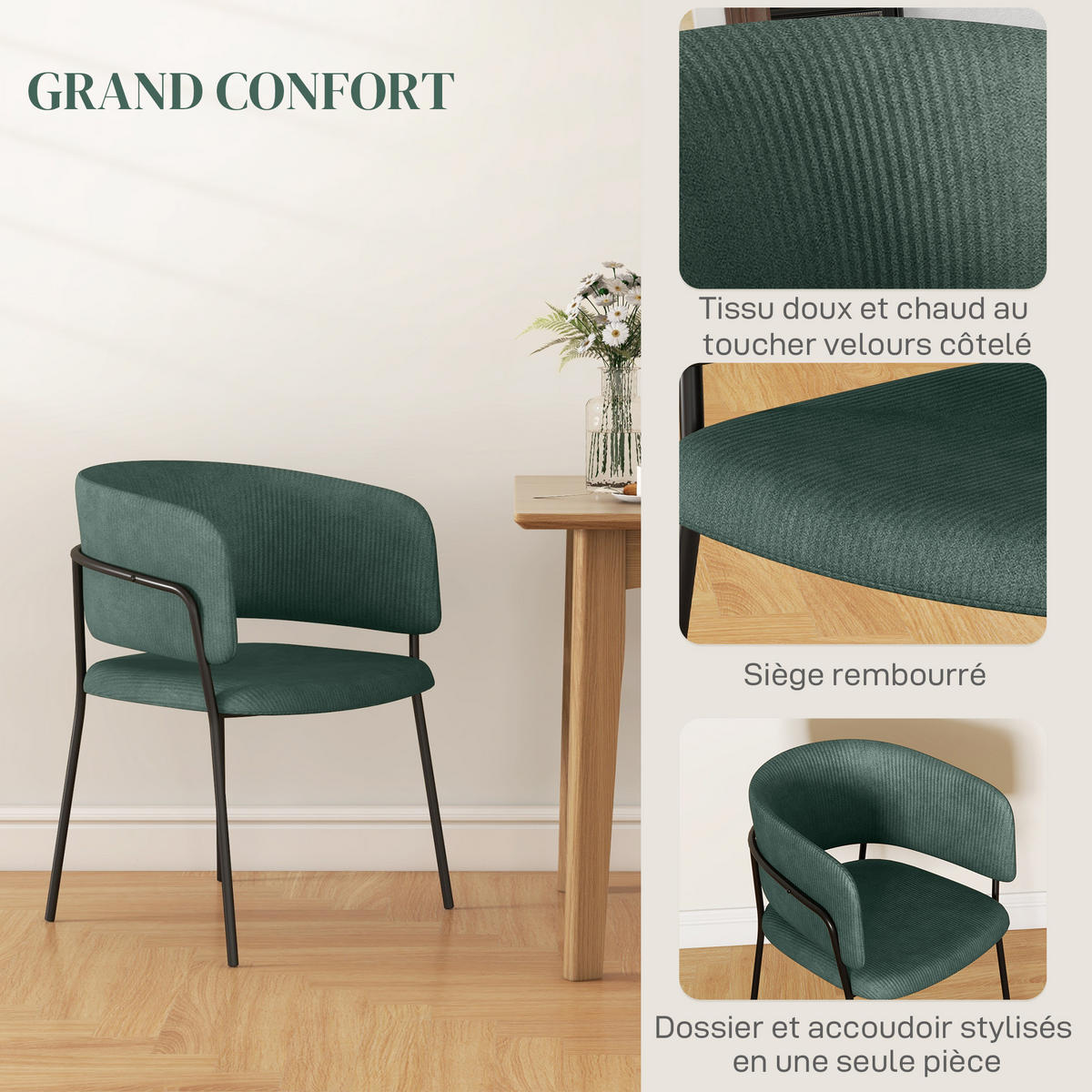 STÜHLE Grun 2 Stück - Grün, Naturmaterialien (53/73/57cm) - GiPP