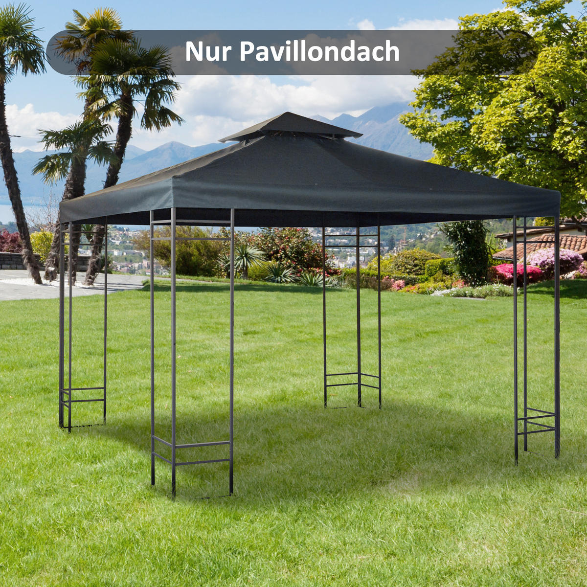 PAVILLONDACH, Polyester, Kohlegrau - Grau, Kunststoff (300/18/300cm) - Outsunny