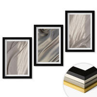 WANDBILDER 3er-Set - 20x30 cm Schwarzer Rahmen - Nahaufnahme von natürlichen Boho-Stoffen - Schwarz, Kunststoff (20/30cm) - ArtPrintCave