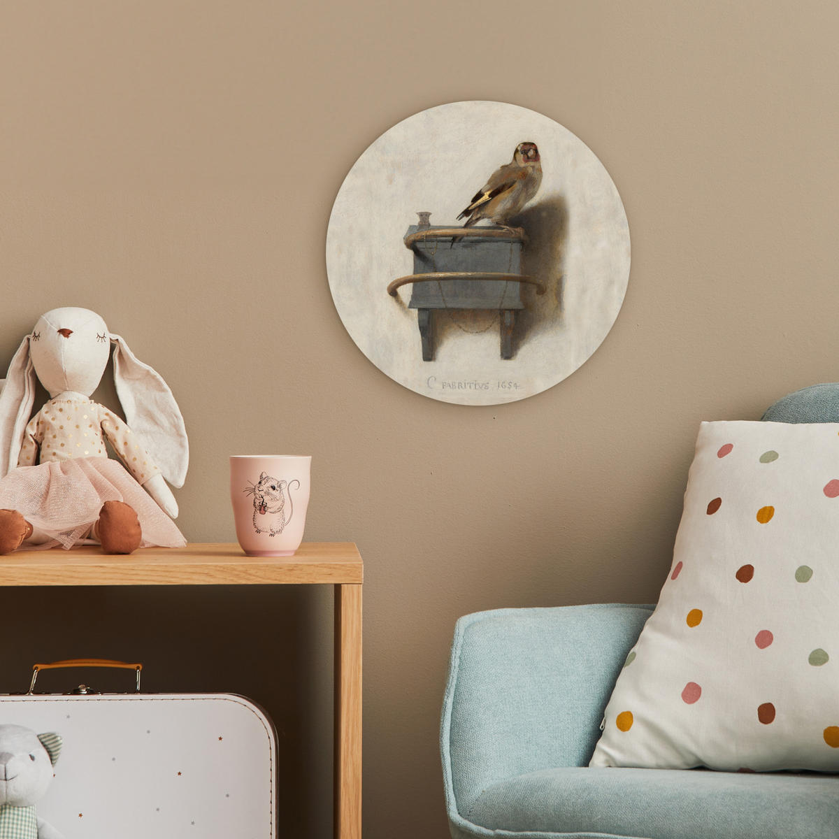 WANDBILD Stieglitz - Alter Meister - Carel Fabritius 30x30 cm - Grau, Kunststoff (30/30cm) - MuchoWow