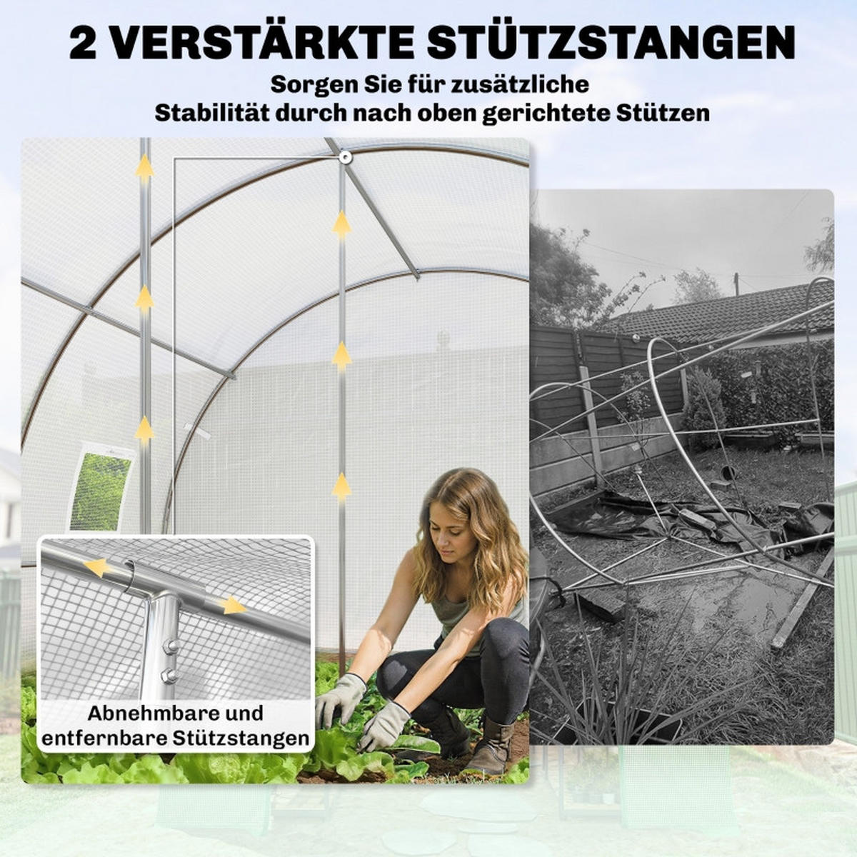 GEWÄCHSHAUS Folie Maschentür Stützstangen weiß - Weiß, Kunststoff (396/200/300cm) - Fortuna Lai