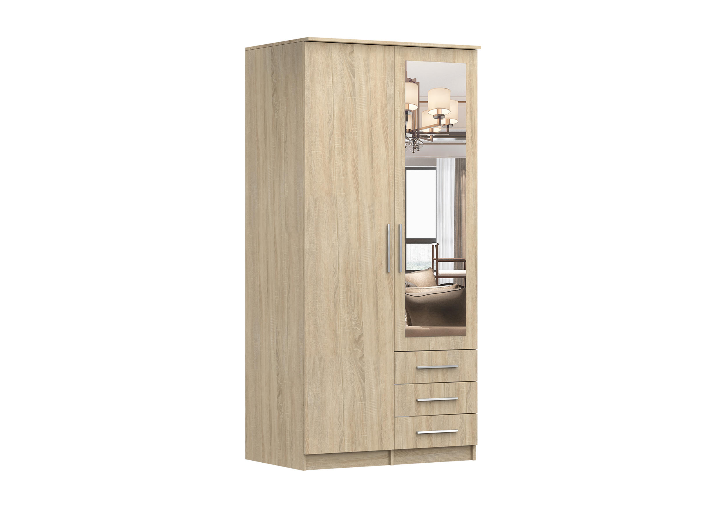 DREHTÜRENSCHRANK - RUTH 2D SONOMA - Sonoma Eiche, Holzwerkstoff/Metall (100/210/64cm) - Möblo