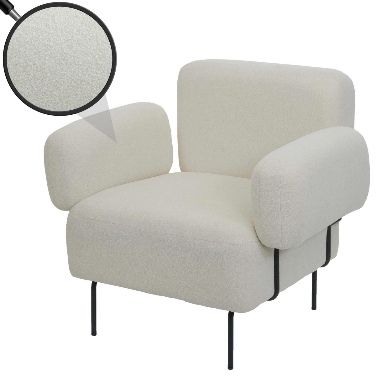 LOUNGE-SESSEL Cremeweiß - Weiß, Textil (88/78/76cm) - MCW