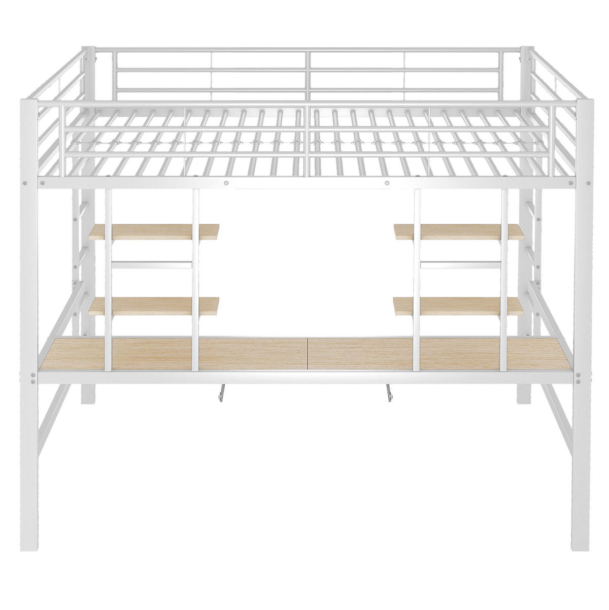 HOCHBETT 140/200 cm Weiß mit Schreibtisch und Regalen - Weiß, Metall (140/200cm) - MIVRAY