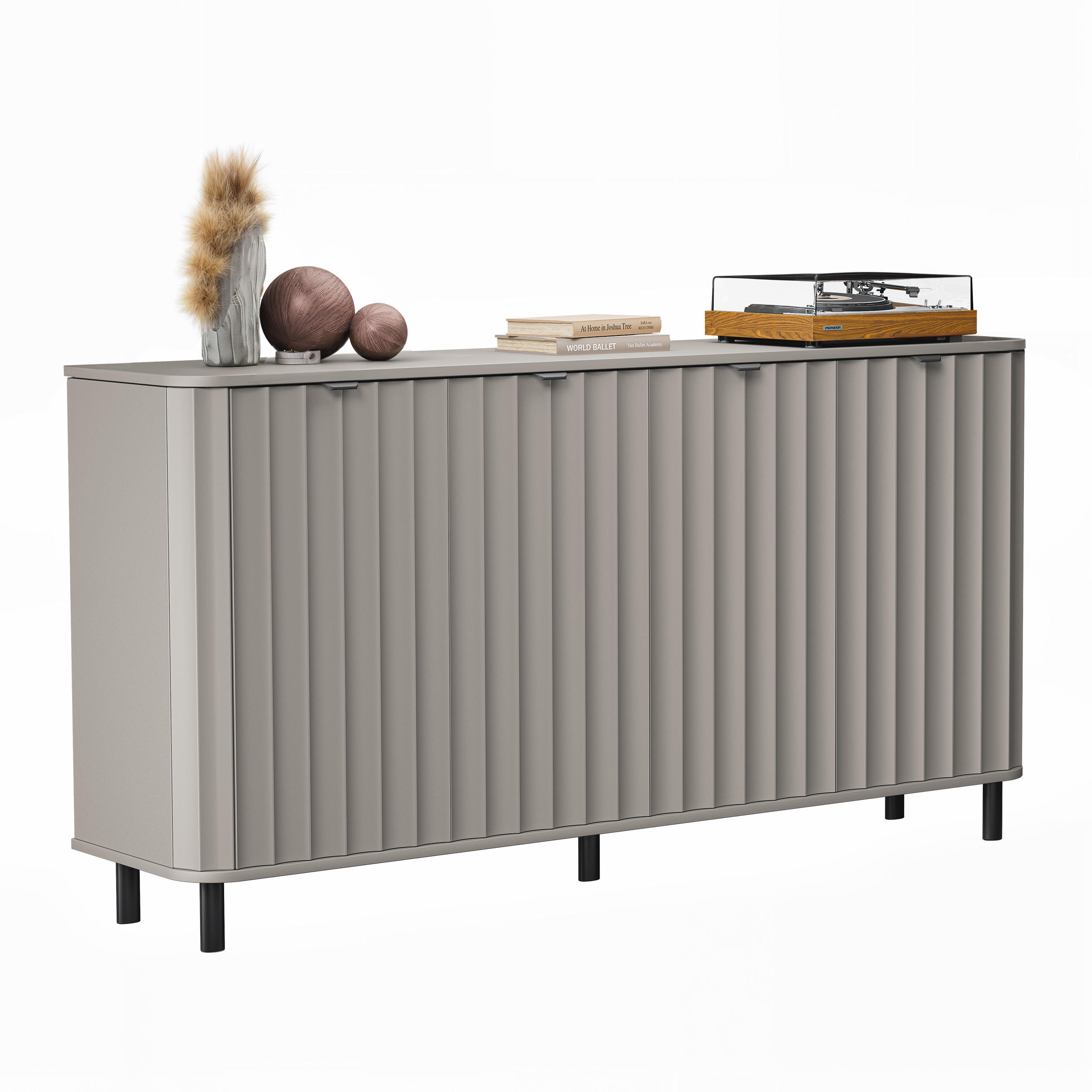 KOMMODE VITA 177 cm, Lehmgrau - Schwarz/Grau, Holzwerkstoff/Metall (176.5/91/40.5cm) - Idohome