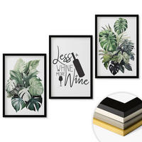 WANDBILDER 3er-Set - 40x60 cm Schwarzer Rahmen - Blätter der weinroten grünen Pflanze - Schwarz, Kunststoff (40/60cm) - ArtPrintCave