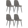 ESSZIMMERSTUHL 4er Set Stoff Hellgrau - Hellgrau/Schwarz, Textil/Metall (45/88/54cm) - CLP