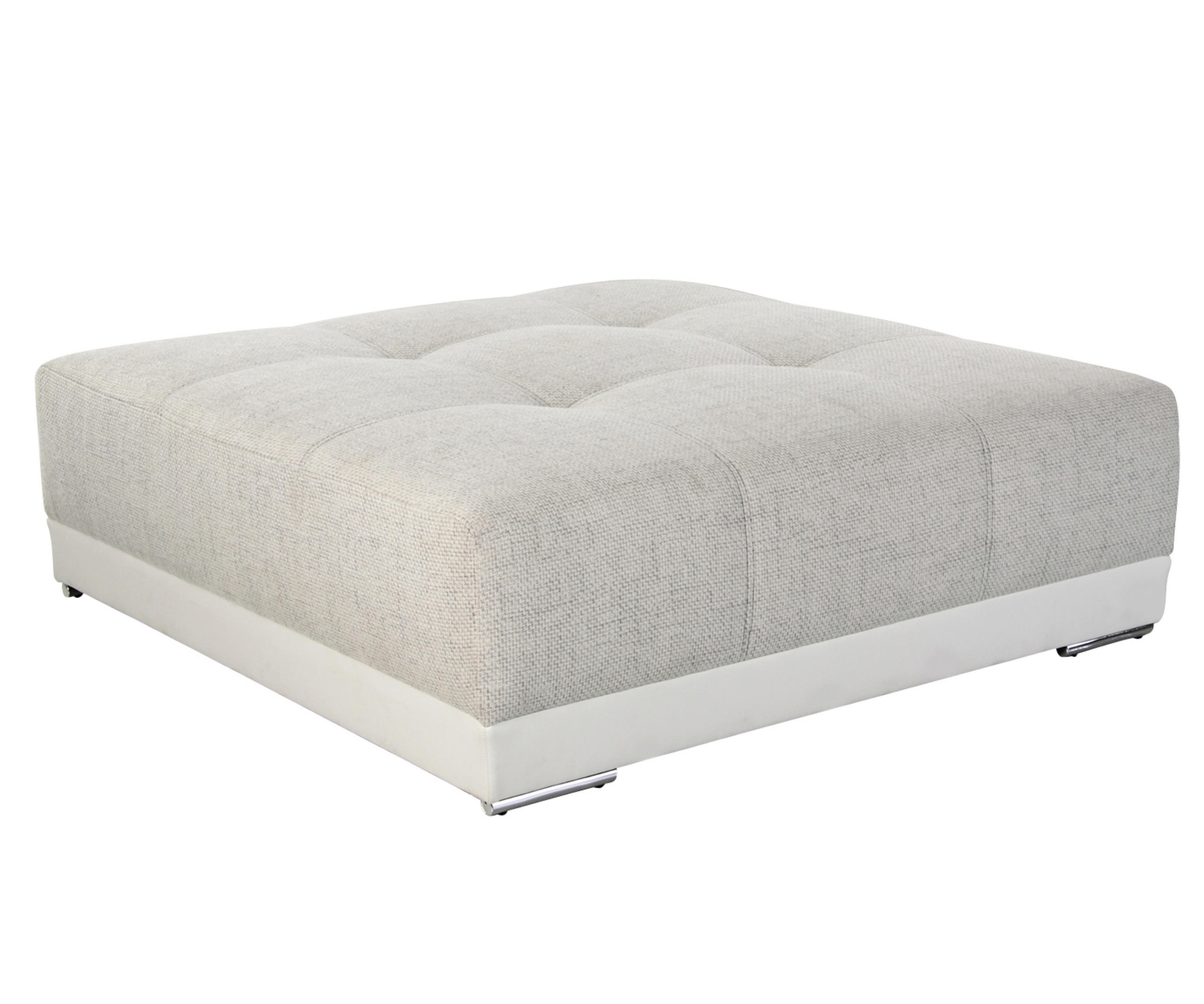XXL-HOCKER Federkern B120/T120/H39 cm (passend zum BIG-SOFA) Kunstleder Weiß+Strukturstoff Grau Beige / 15138 - Chromfarben/Graubraun, Textil/Metall (120/39/120cm) - luma-home