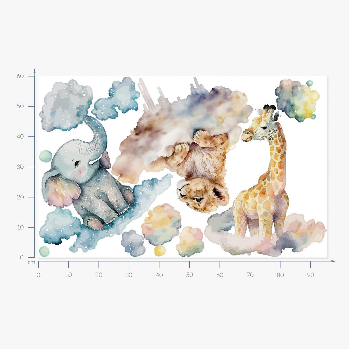 WANDAUFKLEBER 60x96cm - Wildtiere - Multicolor, Kunststoff (60/96/0.1cm) - Wallfluent