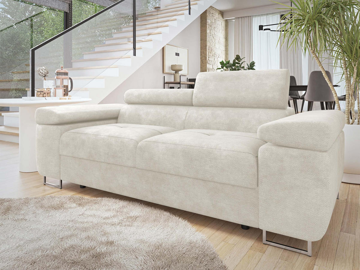 SOFA Torezio 2 - Creme, Holz/Textil (198/90/102cm) - MIRJAN24