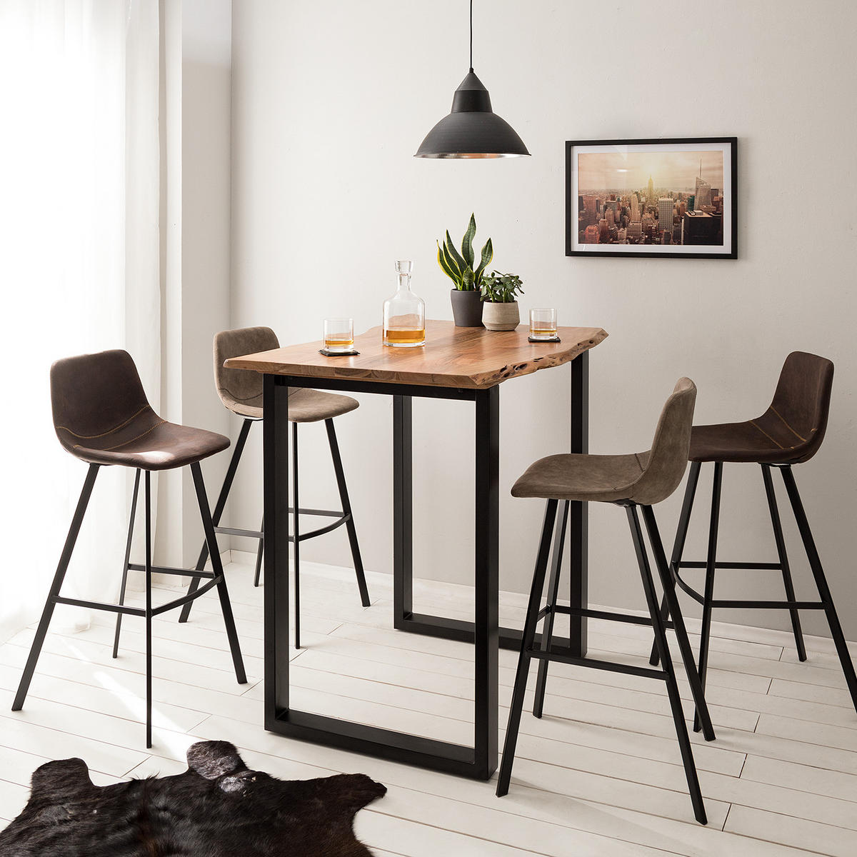 BARSTUHL - Stahl, 2er-Set - Beige/Grau, Textil (44/104/55cm) - home24