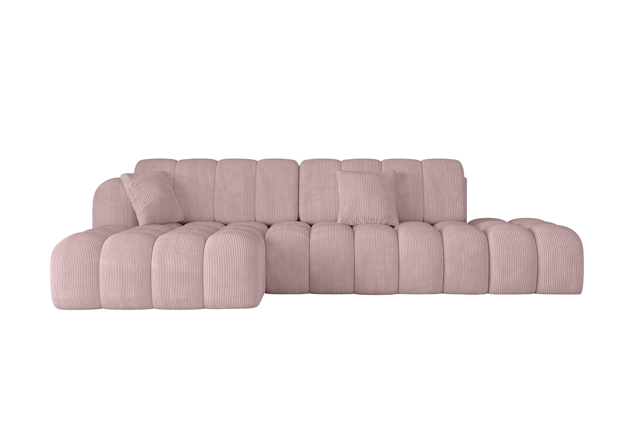 ECKSOFA mit Schlaffunktion Ottomane Links OLEA-L2 321x164x75 Rosa Cord - Schwarz/Rosa, Holzwerkstoff/Kunststoff (321/164cm) - ALTDECOR