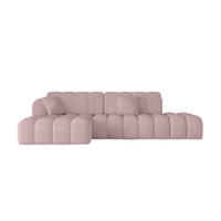 ECKSOFA mit Schlaffunktion Ottomane Links OLEA-L2 321x164x75 Rosa Cord - Schwarz/Rosa, Holzwerkstoff/Kunststoff (321/164cm) - ALTDECOR