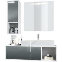 BADMÖBELSET La Costa Fronten in Grau Hochglanz - Grau, Holzwerkstoff (126.5/190/46cm) - Vladon