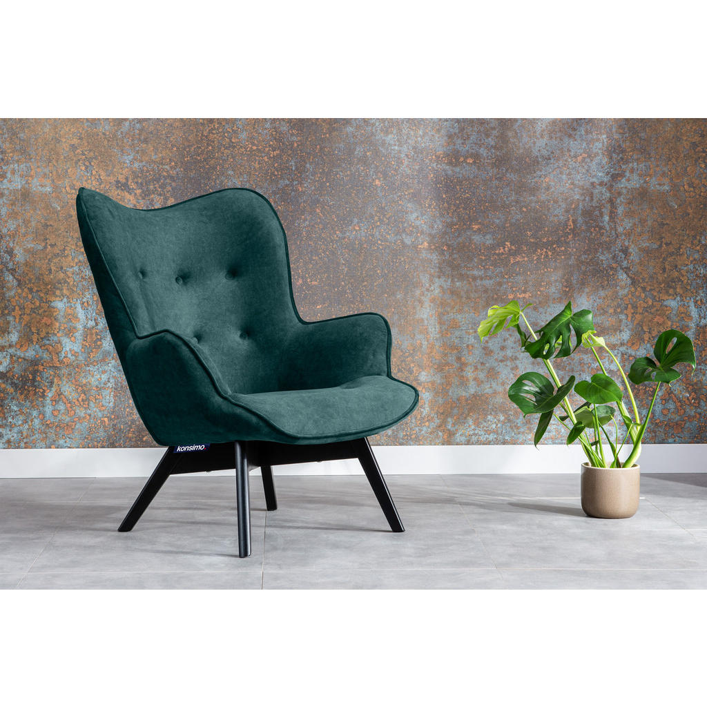 Thumbnail - Konsimo® Sessel, Blau, Grün, Textil, Buche, 78x94x88 cm, Hergestellt in Europa, Wohnzimmer, Sessel, Polstersessel