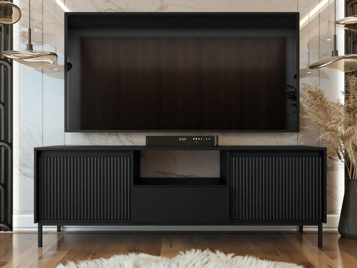 TV-ELEMENT Ozmi 2K1SZ - Schwarz, Holzwerkstoff/Metall (174/55/40cm) - MIRJAN24