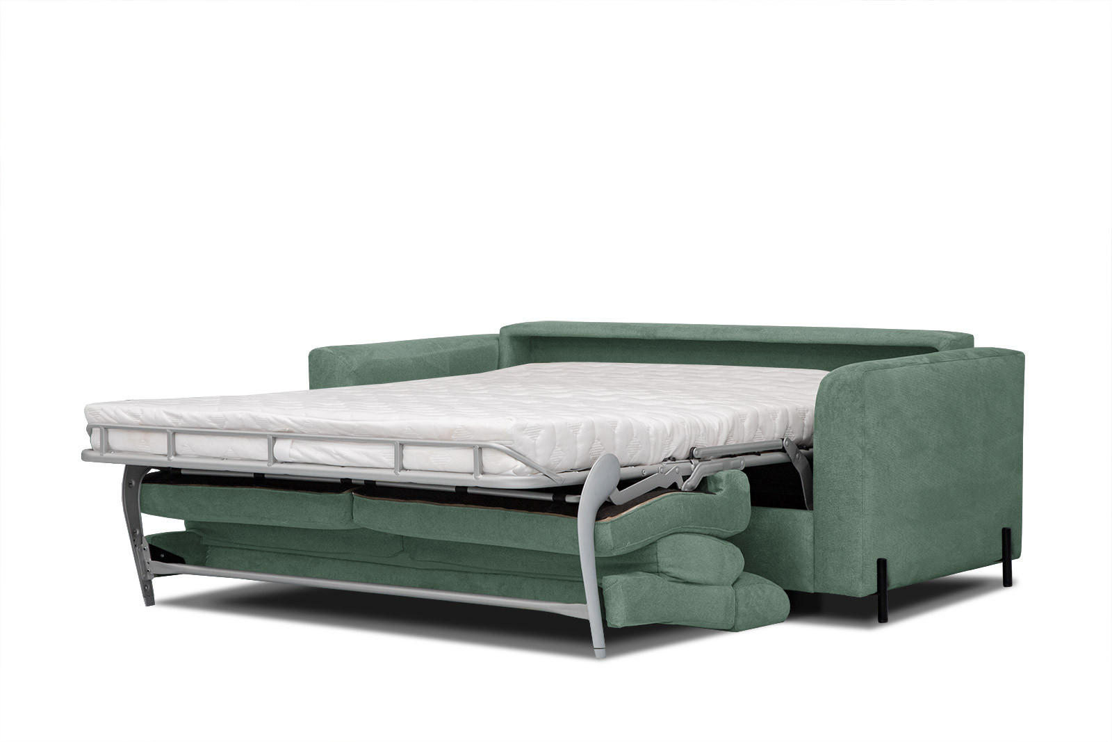 SOFA MEZO 3-Sitzer mit Schlaffunktion, grün - Schwarz/Grün, Holz/Textil (232/90/107cm) - Courtois Laville