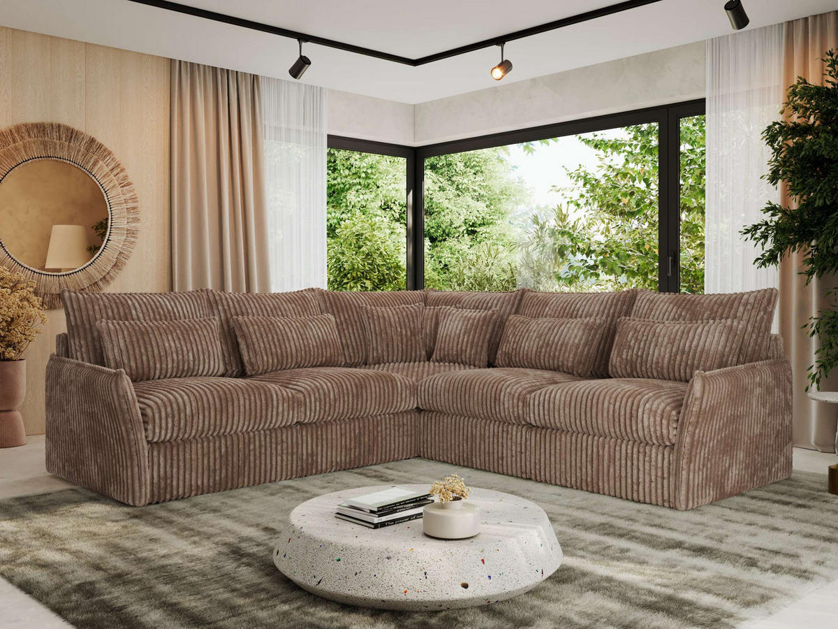 ECKSOFA VERSO L Braun Cord - Schwarz/Braun, Kunststoff/Textil (270/270cm) - MKS
