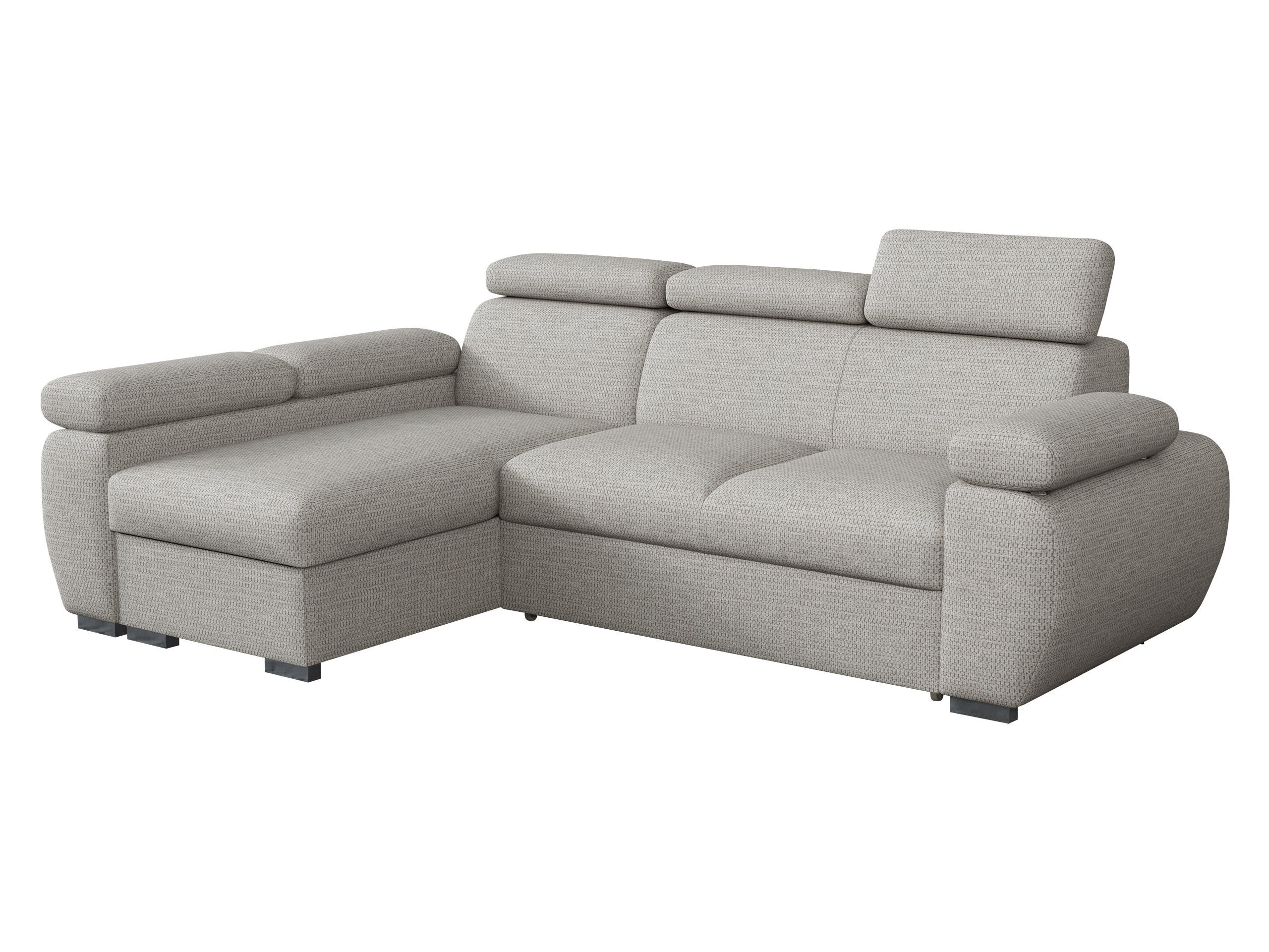 ECKSOFA Boston Mini, Seite: Links - LC+2R - Chromfarben/Greige, Holz/Textil (255/170cm) - MIRJAN24