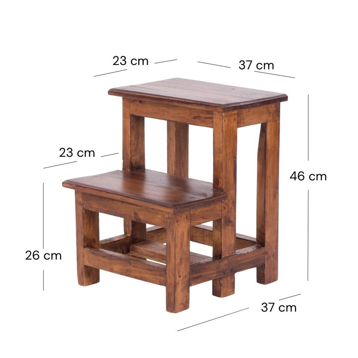 TRITTLEITER STEP Recyclingholz zweistufig - Braun, Holz (37/46/37cm) - DESIGN DELIGHTS
