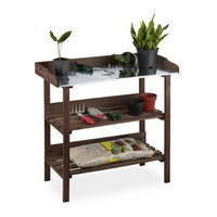 PFLANZTISCH - Dunkelbraun, Holz/Metall (42/92/86cm) - Relaxdays