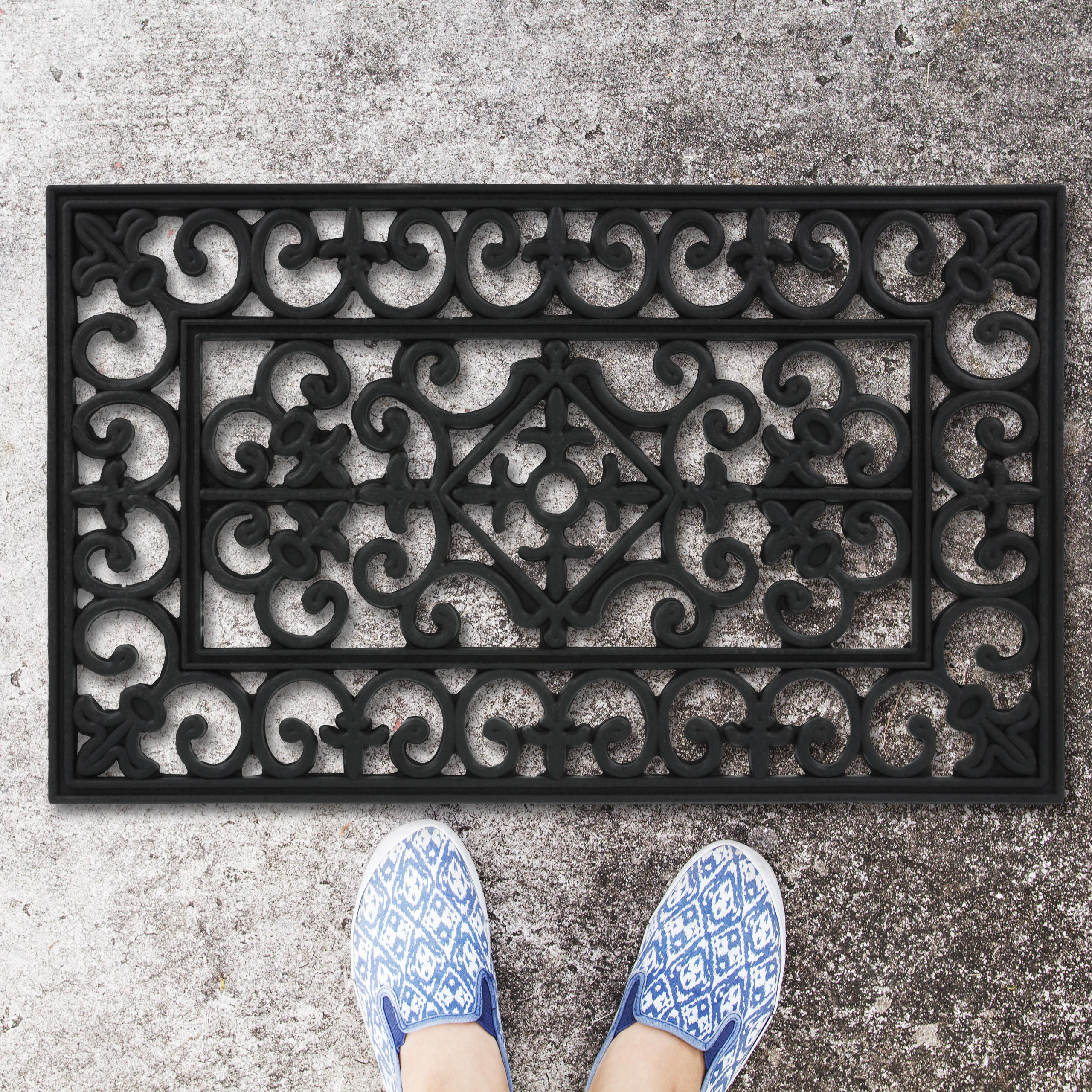 FUßMATTE - Schwarz, Kunststoff (75/45cm) - Relaxdays