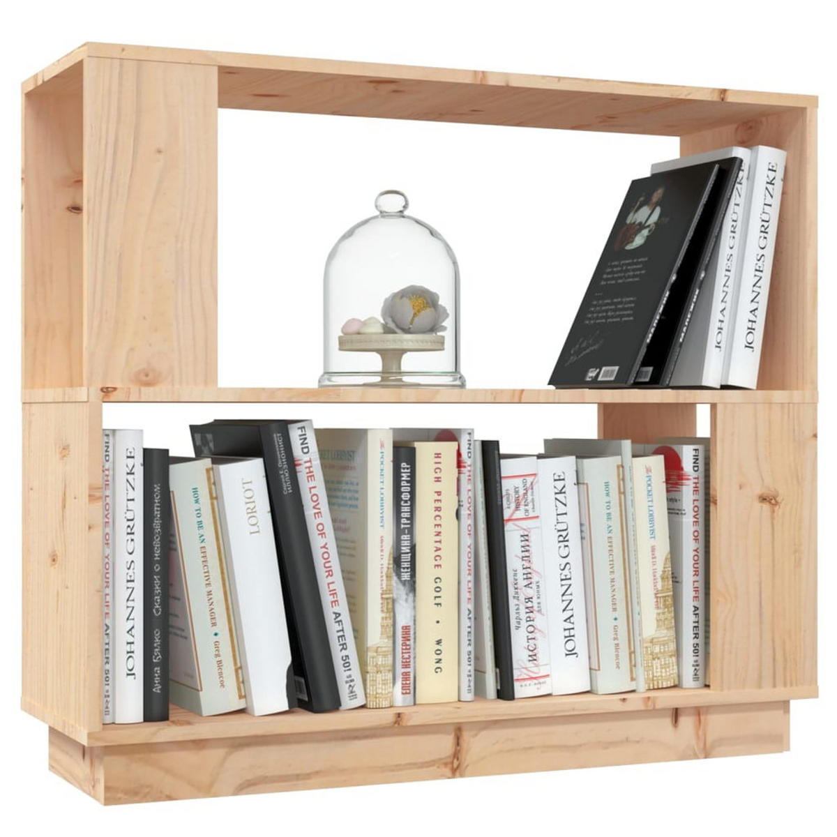 BÜCHERREGAL mit 2 Ebenen 80/25/70 cm aus Massivholz Kiefer - Naturfarben, Holz (80/70/25cm) - vidaXL
