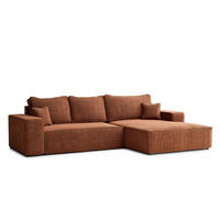 ECKSOFA MIT SCHLAFFUNKTION Modo Beige grau Chenille-Stoff - Rechts Seite - Rostfarben/Schwarz, Holz/Holzwerkstoff (294/185cm) - Maison de Reve