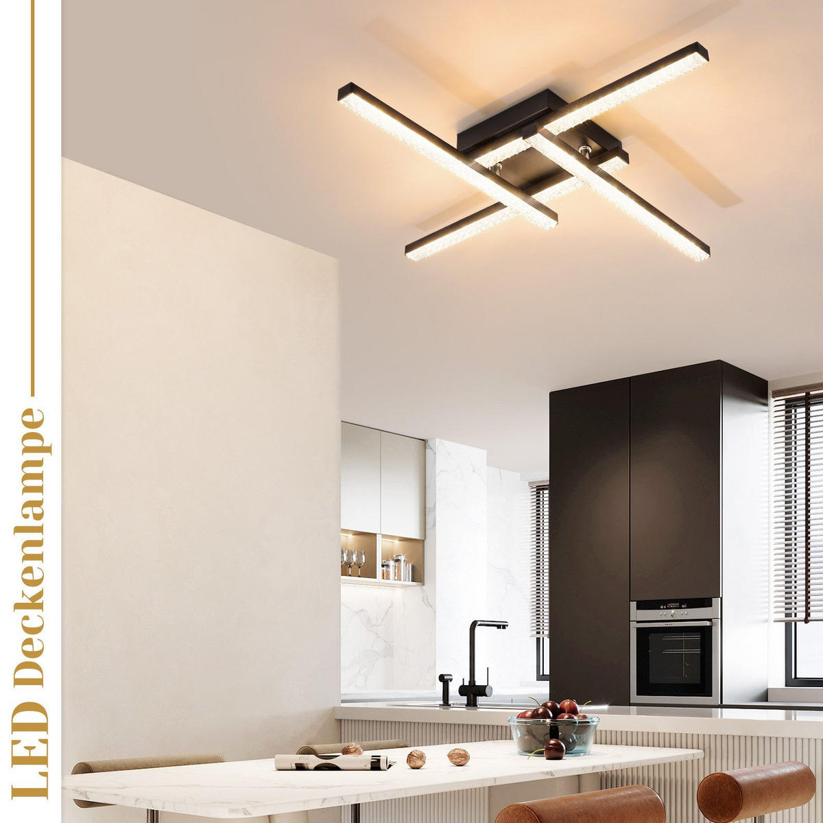 LED-DECKENLEUCHTE Wagner 46/46/6 cm - Schwarz, Metall (46/46/6cm) - Nettlife