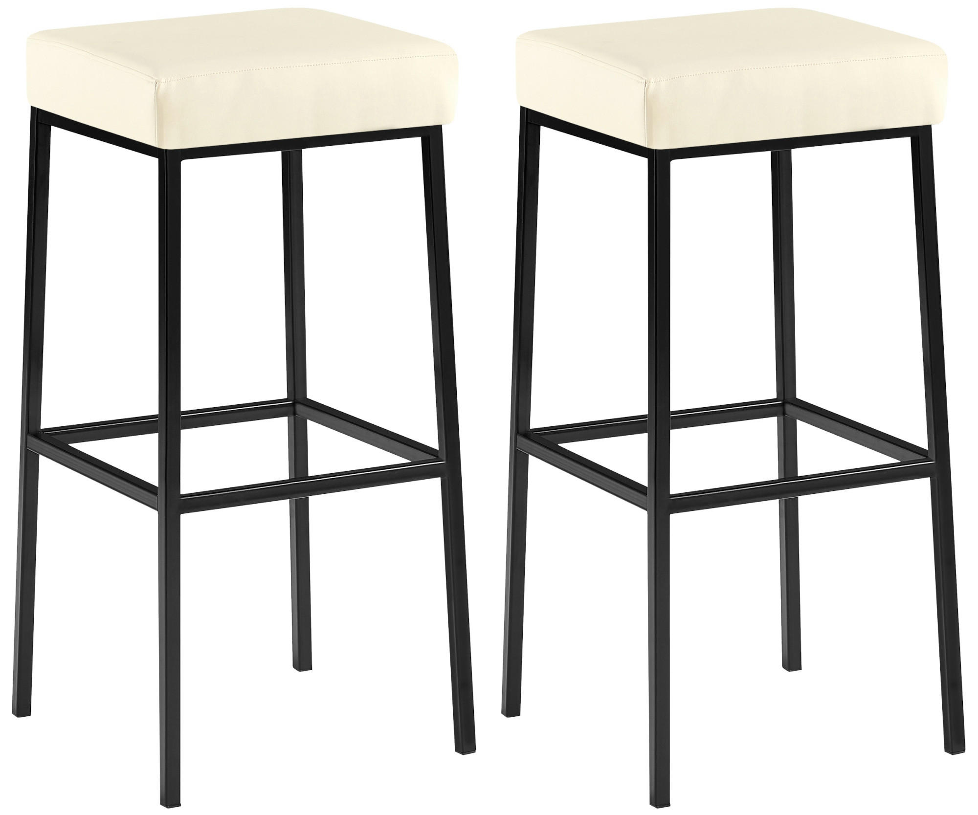 BARHOCKER 2er Set Lederlook creme - Creme/Schwarz, Textil/Metall (37/83/37cm) - CLP