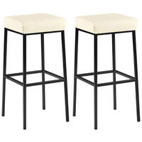 BARHOCKER 2er Set Lederlook creme - Creme/Schwarz, Textil/Metall (37/83/37cm) - CLP