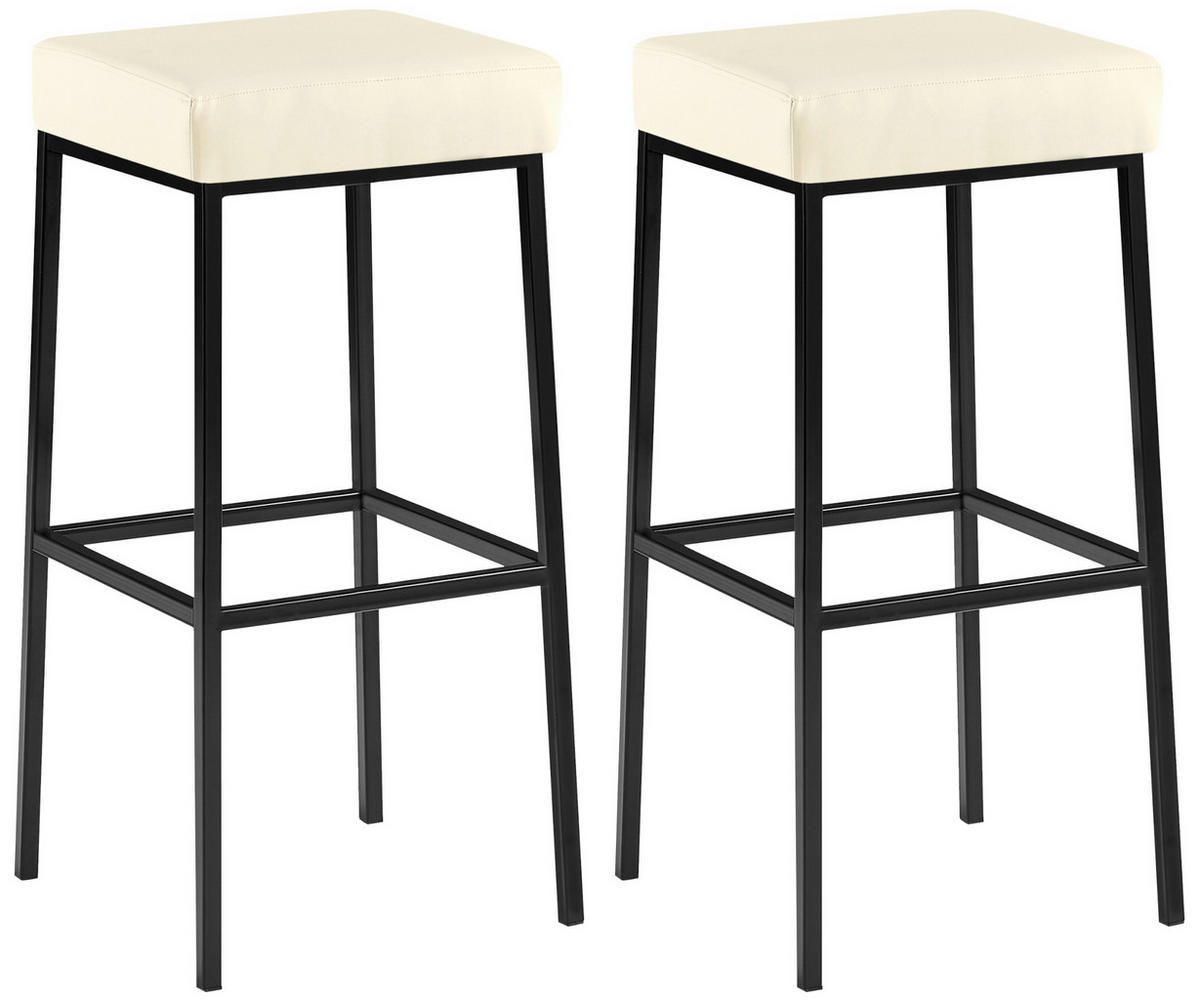 BARHOCKER 2er Set Lederlook creme - Creme/Schwarz, Textil/Metall (37/83/37cm) - CLP