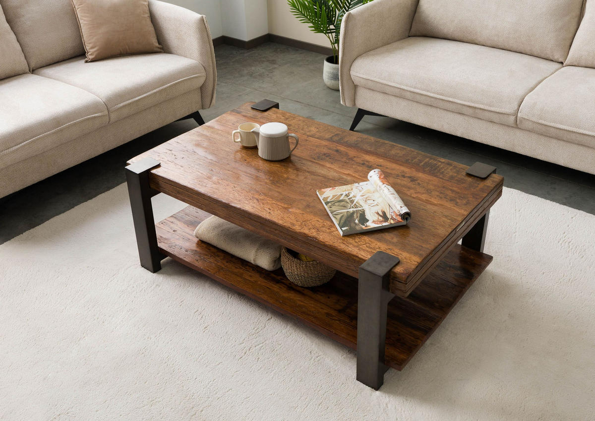 COUCHTISCH Altholz 120x70x45 natur lackiert LYON #150 - Braun, Holz (120/70/45cm) - Massivmoebel24