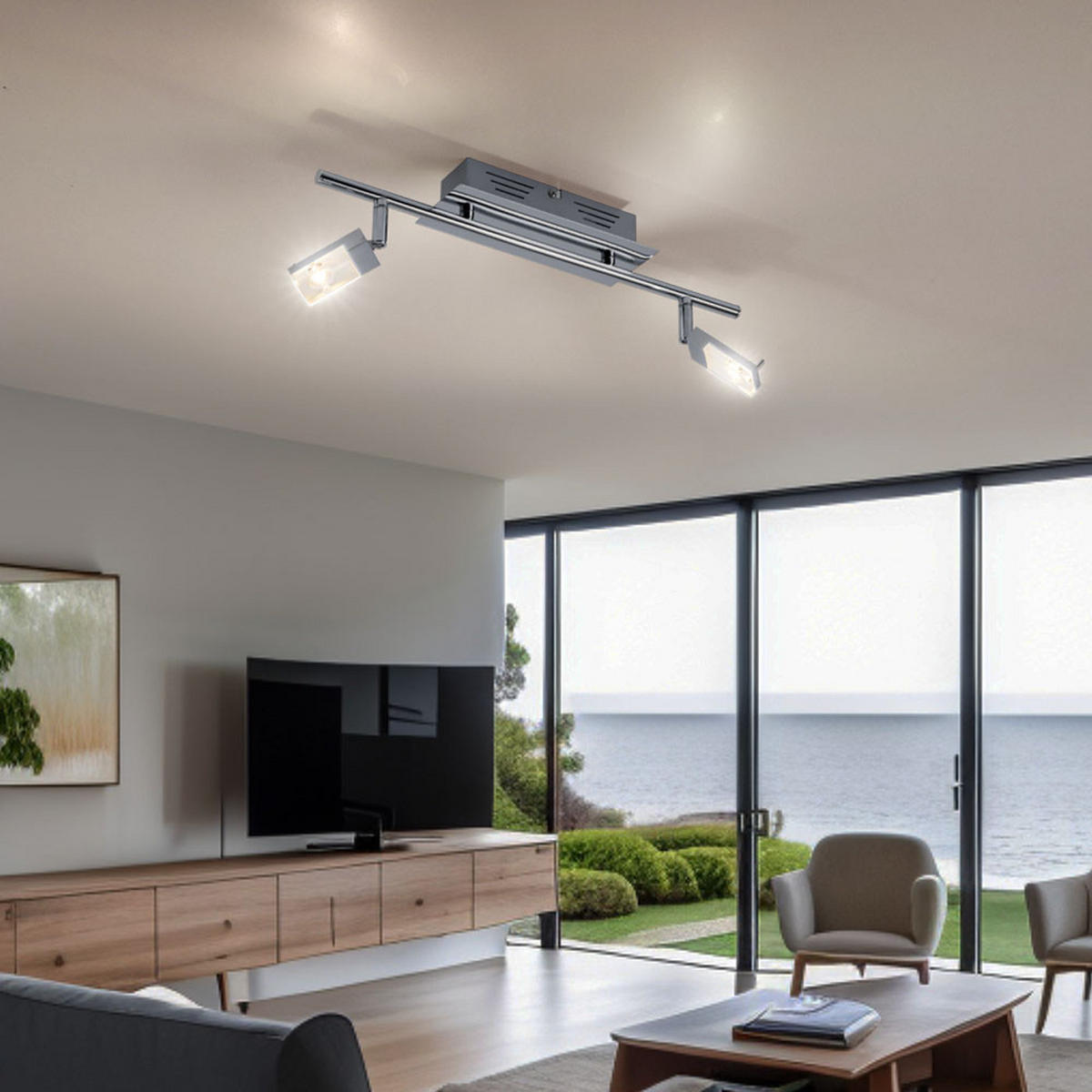 LED DECKENLEUCHTE HAJO Metall Silber - Silberfarben, Metall (44.5/17/17cm) - Brilliant