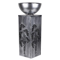 LED SOLARLAMPE Pflanzschale Silber-Antik - Silberfarben, Metall (25/25/59cm)