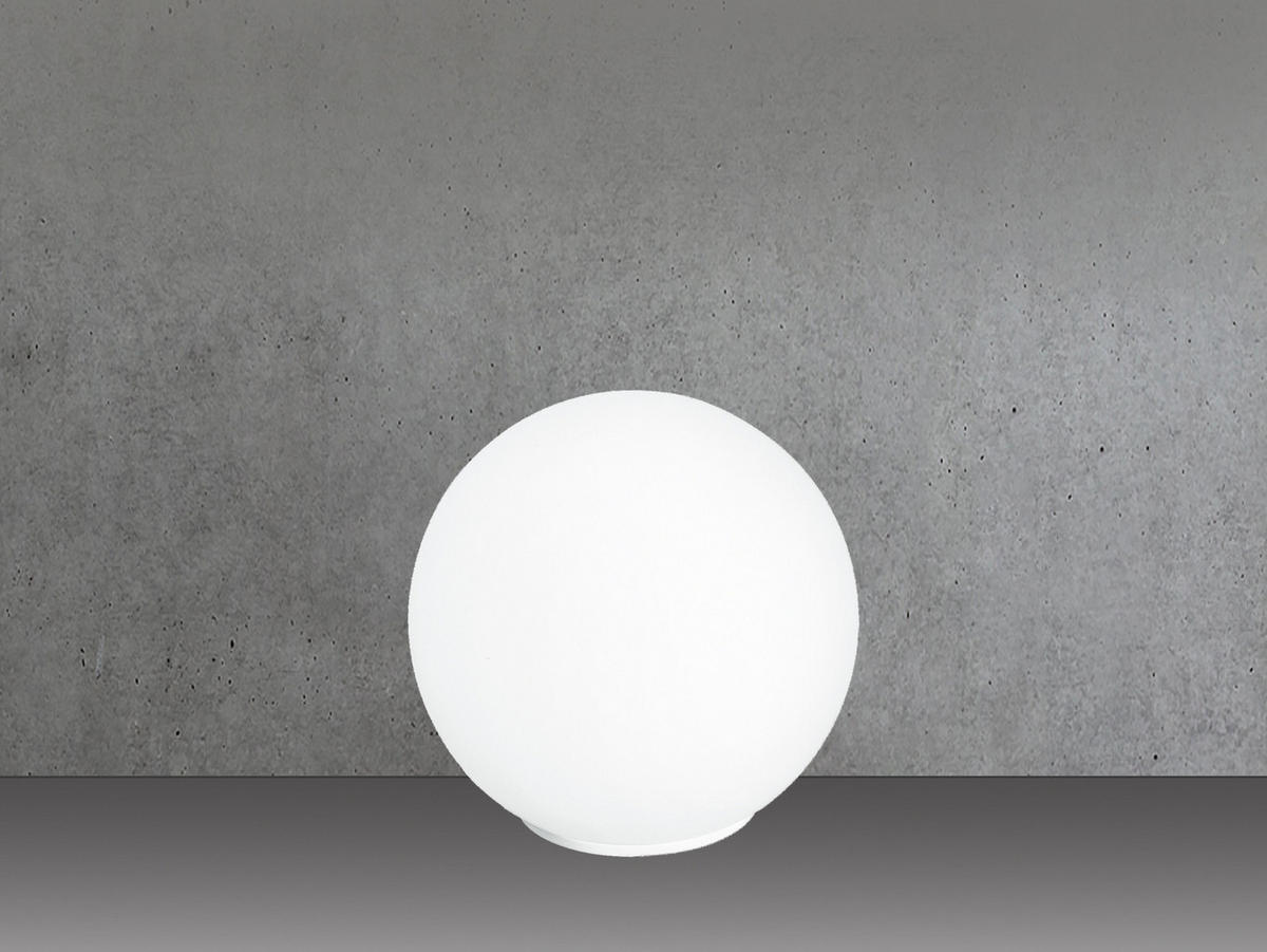 LED-TISCHLEUCHTE Glaskugel Lampenschirm, Ø20cm - Weiß, Glas/Metall (20/20/21cm) - meineWunschleuchte