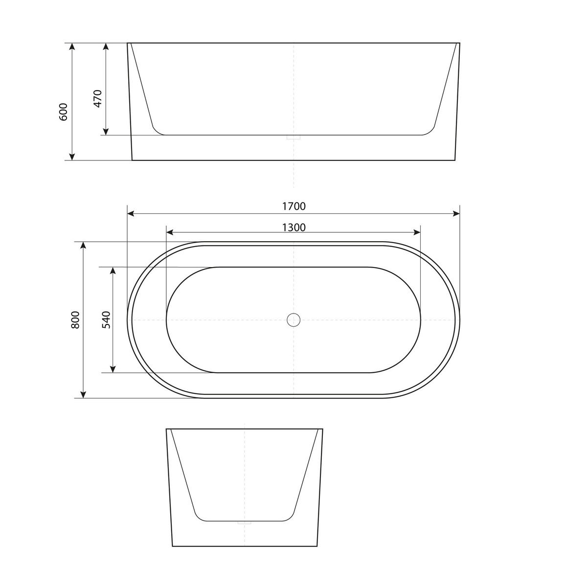 FREISTEHENDE Badewanne Wanne F08 170x80cm - Weiß, Glas/Kunststoff (80/58/170cm) - AcquaVapore by Sandra Jentho