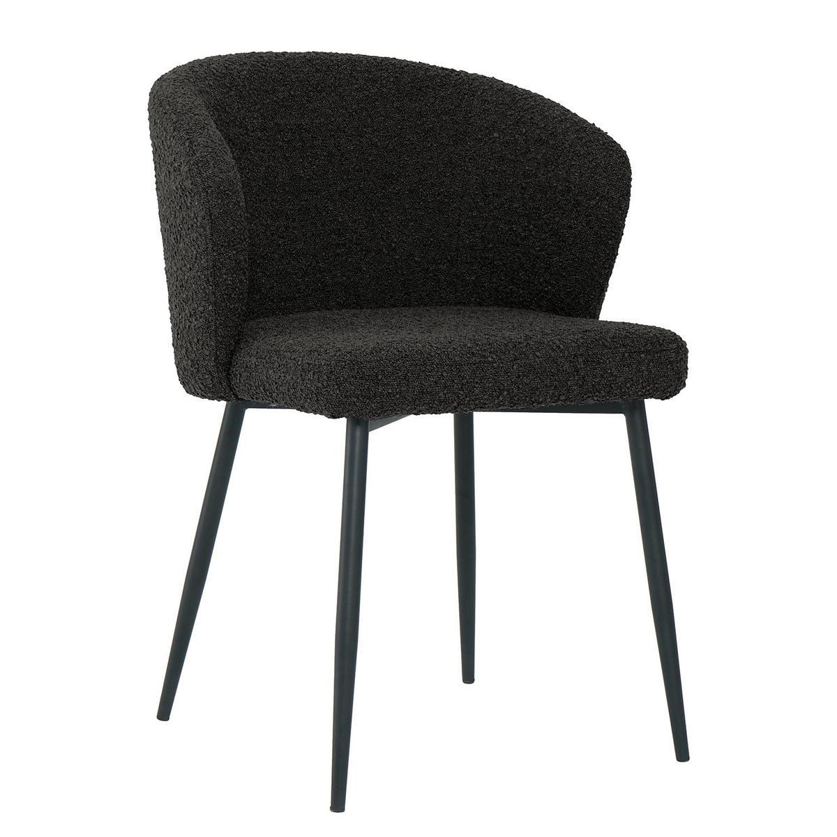 POLSTERSTUHL - 2er-Set - Bouclé / Eisen - Schwarz, Textil/Metall (57/80/60cm) - home24