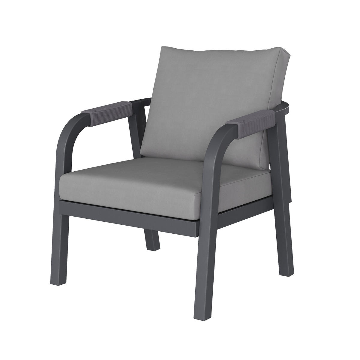 GARTEN-ESSGRUPPE 240/183/83 cm grau aus Polyester und Stahl für bis zu 8 Personen - Grau, Metall - OKWISH