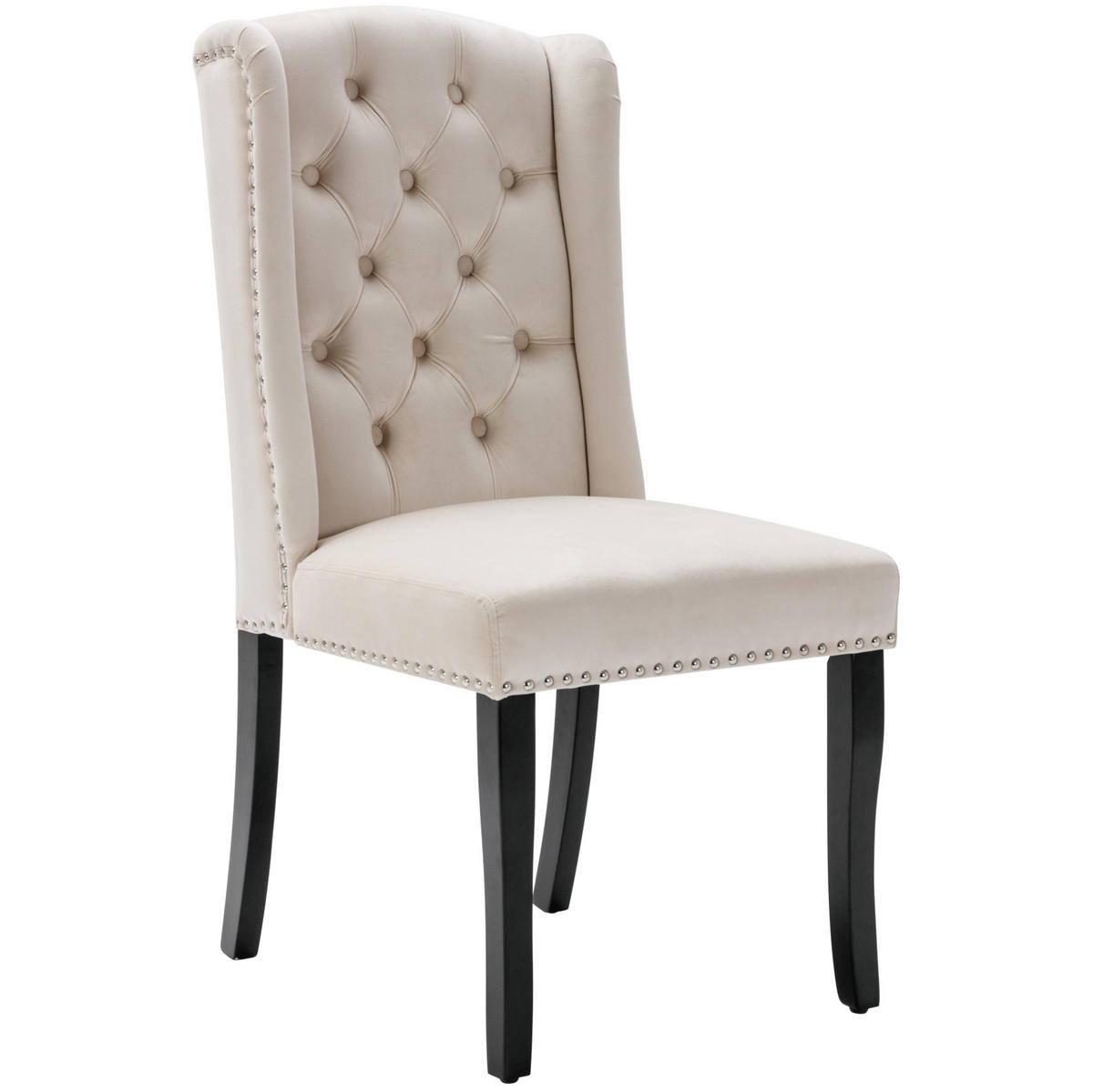 ESSZIMMERSTUHL 6er-Set Samt Beige mit Eichenbeinen - Beige, Metall (45/100/61.1cm) - Meubliv