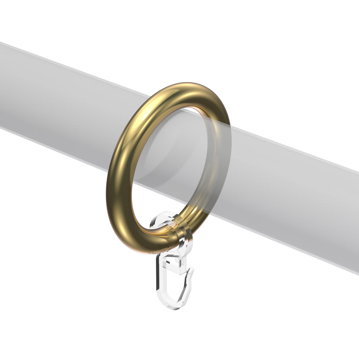 RUNDRINGE MIT FALTENHAKEN FÜR GARDINENSTANGEN 28 mm Ø, Messing-farbig, Packung 10 Stück - Messingfarben, Kunststoff (28cm) - INTERDECO